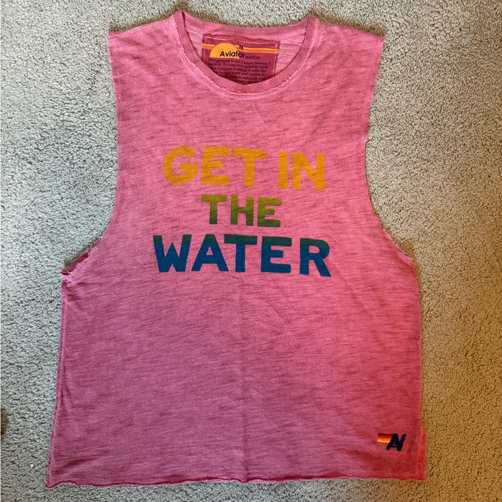 Aviator Nation GET IN THE WATER MUSCLE TEE - VINTAGE MAGENTA